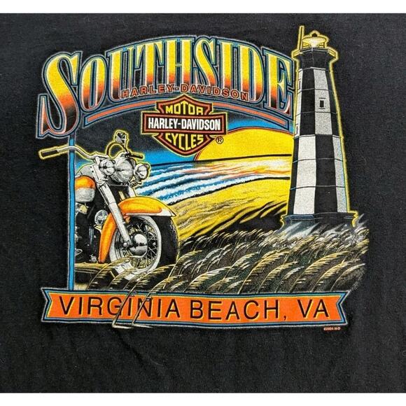 2004 Harley Davidson Virginia Beach T-Shirt Twin Cam V Twin USA Large Black Z - Picture 8 of 10